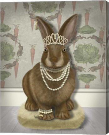 Framed Rabbit and Pearls, Full Print