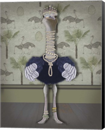 Framed Ostrich and Pearls, Full Print