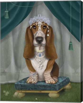 Framed Basset Hound and Tiara Print