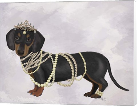 Framed Dachshund and Pearls Print