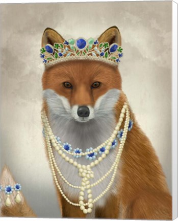 Framed Fox with Tiara, Portrait Print