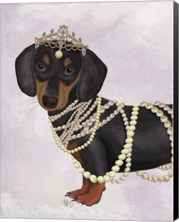 Framed Dachshund and Tiara Print