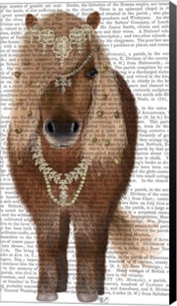 Framed Horse Brown Pony with Bells, Full Print