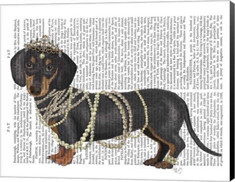 Framed Dachshund and Pearls Print