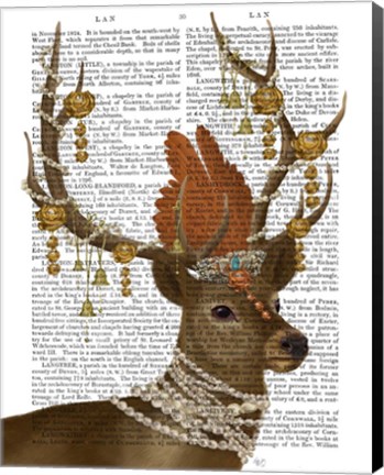 Framed Deer with Gold Bells Print