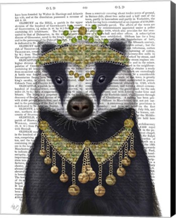 Framed Badger with Tiara, Portrait Print