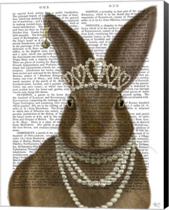 Framed Rabbit and Pearls, Portrait Print