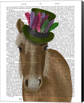 Framed Horse with Feather Hat Print