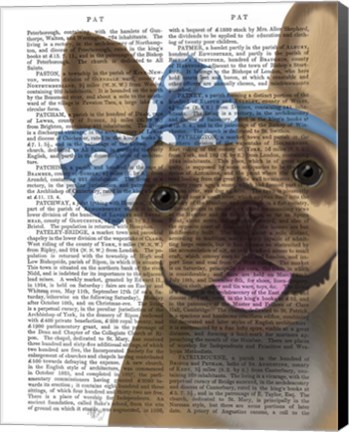 Framed French Bulldog and Blue Bow Print