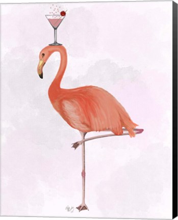 Framed Flamingo and Cocktail 3 Print