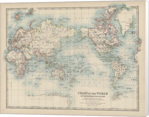 Framed Chart of the World Print