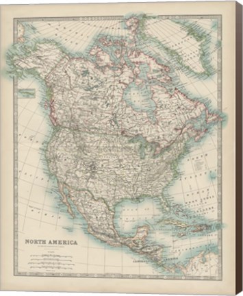 Framed Map of North America Print