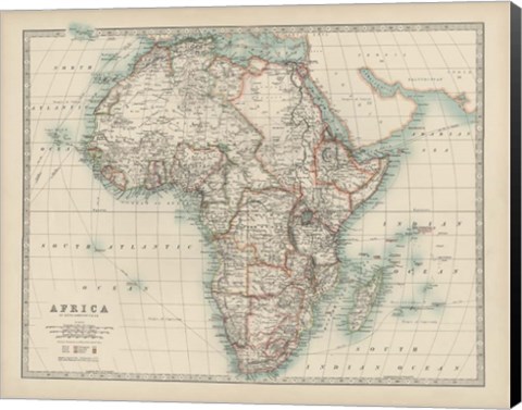 Framed Map of Africa Print