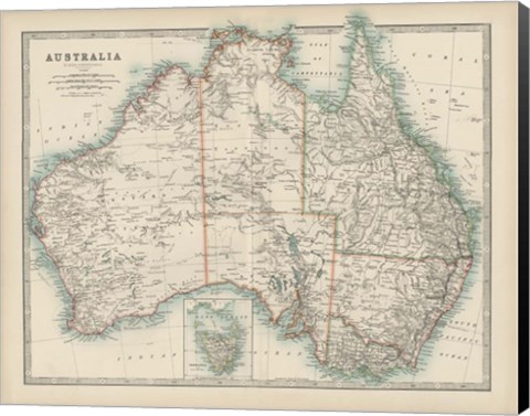 Framed Map of Australia Print