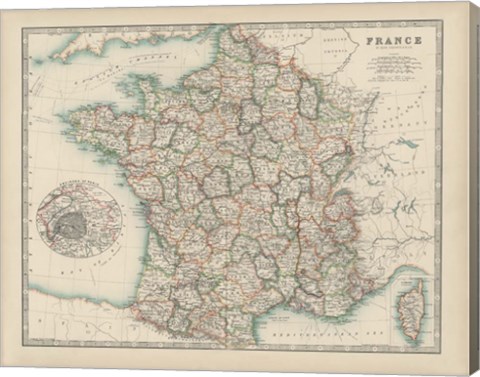 Framed Map of France Print