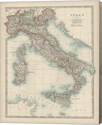 Framed Map of Italy Print