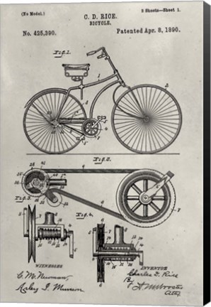 Framed Patent--Bicycle Print