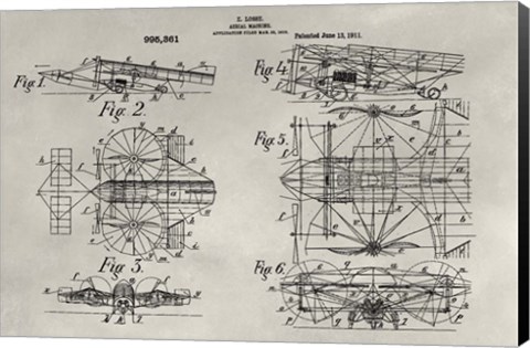 Framed Patent--Aerial Machine Print