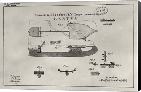 Framed Patent--Skate Print