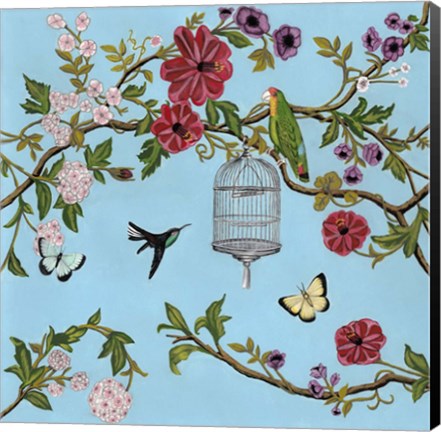 Framed Bird Song Chinoiserie I Print