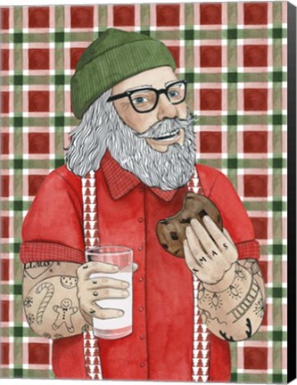Framed Hipster Santa I Print
