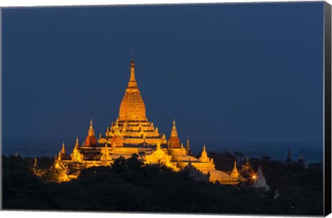 Framed Myanmar, Bagan A Giant Stupa Is Lit At Night On The Plains Of Bagan Print