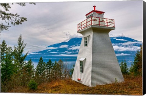 Framed Pilot Bay Lighthouse At Pilot Bay Provincial Park, British Columbia, Canada Print