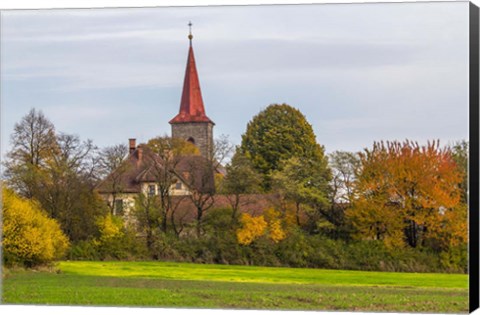 Framed Liberec Village Church Near Trosky Czech Republic Print