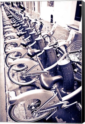 Framed Velib Bicycles For Rent, Paris, France Print