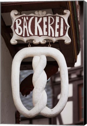 Framed Germany, Hesse, Limburg An Der Lahn, Pretzel Bakery Sign Print