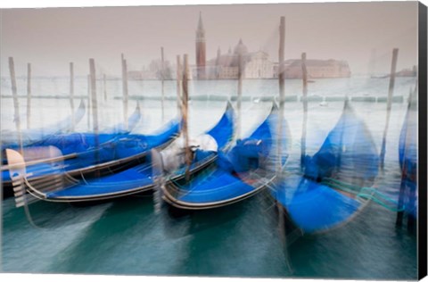 Framed Italy, Venice Abstract Of Gondolas At St Mark&#39;s Square Print