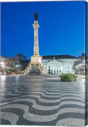 Framed Portugal, Lisbon, Rossio Square At Dawn Print