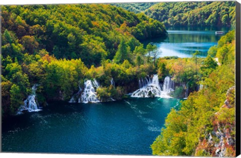 Framed Lake Kozjak And Travertine Cascades On The Korana River, Croatia Print