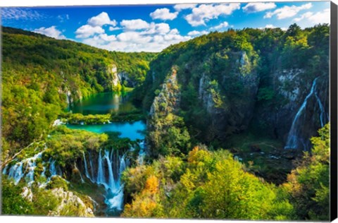 Framed Travertine Cascades On The Korana River, Plitvice Lakes National Park, Croatia Print