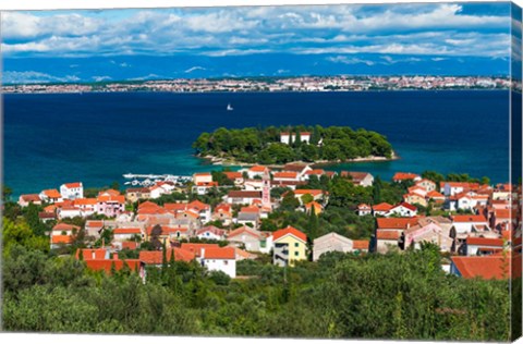 Framed Town Of Preko And The Dalmatian Coast From St Michael&#39;s Fort, Croatia Print