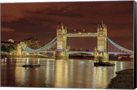 Framed Tower Bridge At Night London England Print