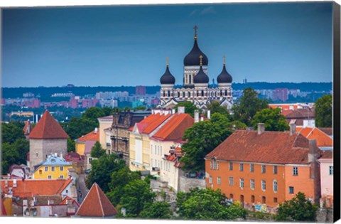 Framed Estonia, Tallinn Alexander Nevsky Cathedral And City Overview Print