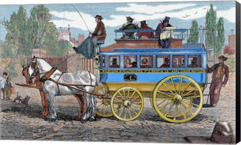 Framed Horse-Drawn Omnibus Print