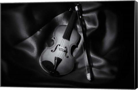 Framed Still-Life Black And White Image Of A Violin Print