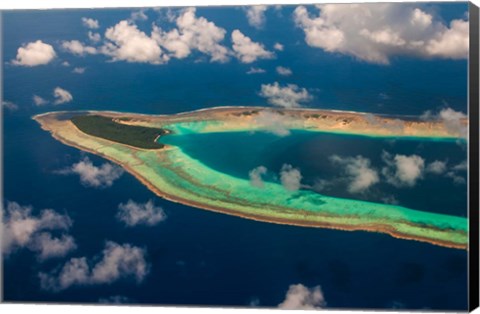 Framed Aerial Ant Atoll, Pohnpei, Micronesia Print