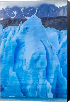 Framed Chile, Patagonia, Torres Del Paine National Park Blue Glacier And Mountains Print