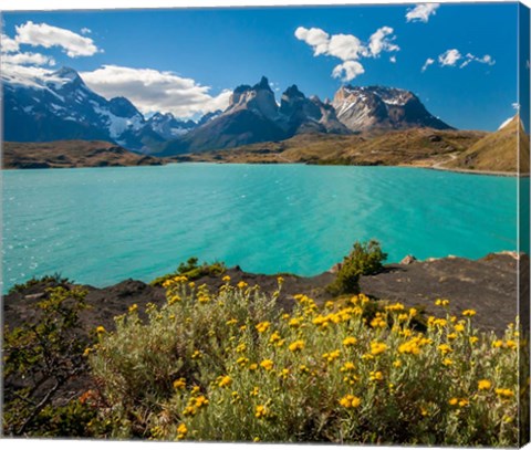 Framed Chile, Patagonia, Torres Del Paine National Park The Horns Mountains And Lago Pehoe Print