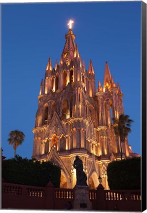 Framed Mexico, San Miguel De Allende Cathedral Of San Miguel Archangel Lit Up At Night Print