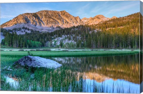 Framed California, Sierra Nevada Mountains Calm Reflections In Grass Lake Print