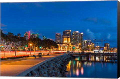 Framed Bright Light, San Diego Skyline Print