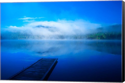 Framed Serenity On A Misty Lake Print