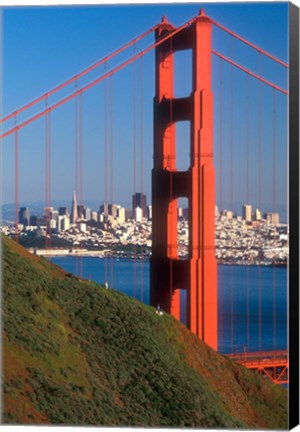 Framed North Tower Of The Golden Gate Bridge Print