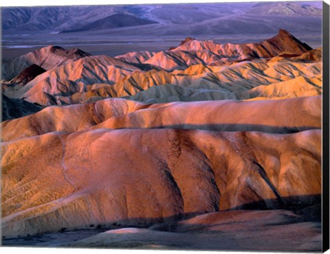 Framed Eroded Mudstone, Death Valley Np, California Print