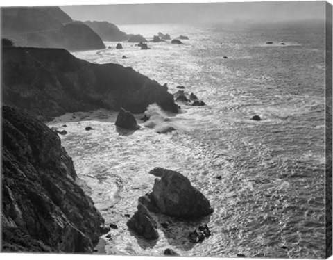 Framed Big Sur Coast, California (BW) Print