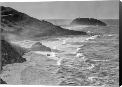 Framed Little Sur Coast, California (BW) Print